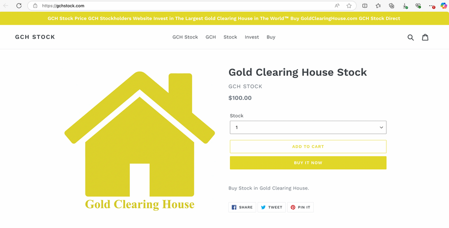 Gold Clearing House Buys GCH Stock Ticker and GCHStock.com